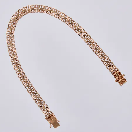 Armband X-länk med stav, Hedens Guldsmeds Ab Bröderna 1966, längd ca 18,5cm, bredd ca 6mm, 18K Vikt: 8,3 g