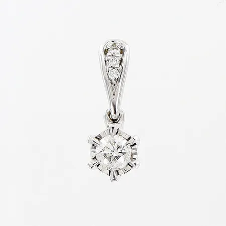 Hänge, diamanter 3 x ca 0,005ct, 1 x ca 0,05ct, 2-4mm, vitguld, 18K Vikt: 0,6 g