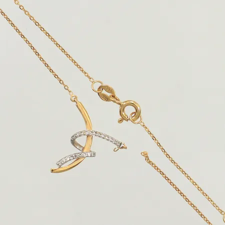 Collier, vita stenar, längd 45cm, defekt, 18K Vikt: 2 g