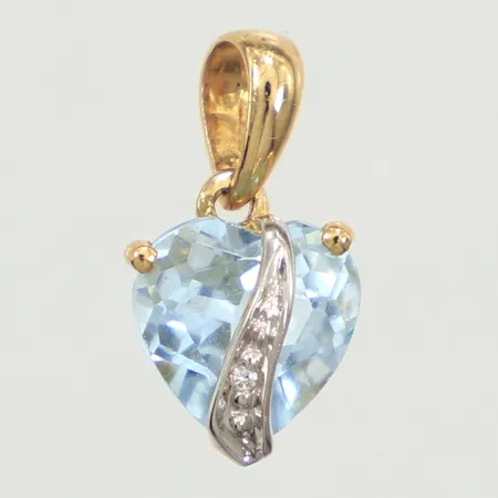 Hänge hjärta, blå sten, längd 13mm, bredd 7,5mm, 18K Vikt: 0,8 g