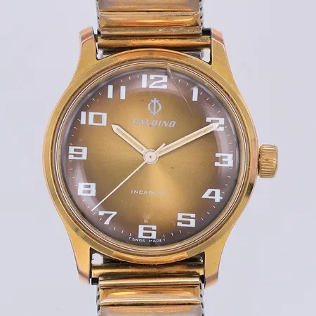 Herrur Candino, antichoc, manuell, Ø31mm, doublé, stål, flexband, spricka i glaset vid 12