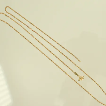Halskedja cordell, ca55cm, bredd 1,5mm, defekt/av, 14K Vikt: 1,7 g