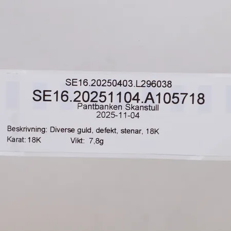 Diverse guld, defekt, stenar, 18K Vikt: 7,8 g
