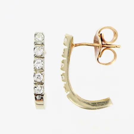 Ett par örhängen, vita stenar, 15mm, vit/rödguld, 14K Vikt: 1,7 g