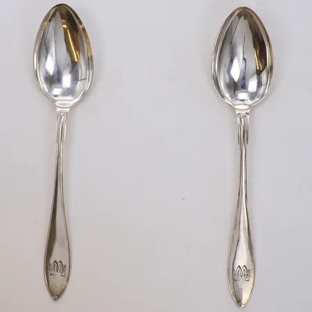 2 skedar, längd 20,5cm, monogram, 830/1000 silver Vikt: 91,7 g
