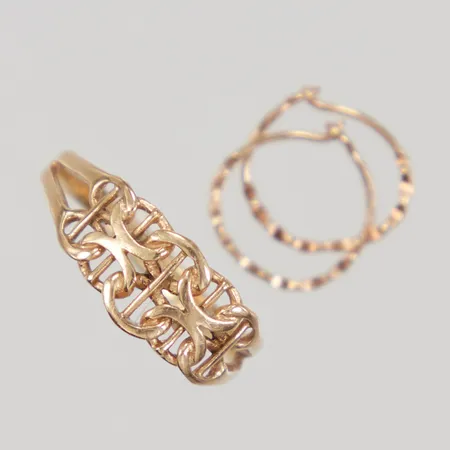 Ring + örhängen, skadad/defekt, 18K Vikt: 1,9 g