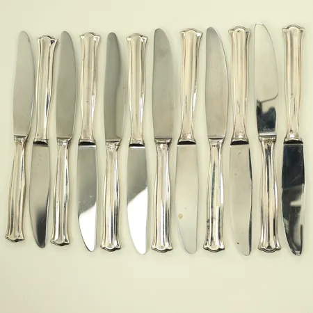 Tolv förrättsknivar modell "Birgitta", 16cm, MGAB (Markströms Guldsmeds Ab, Uppsala) Silver 830/1000, bruttovikt 440g Vikt: 440 g