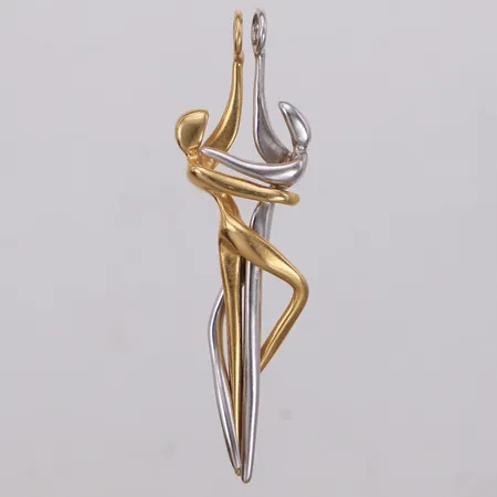 Hänge, längd 6,0cm, bredd 4,2-16,8mm, Charles Jourdan, vit samt gul metall 