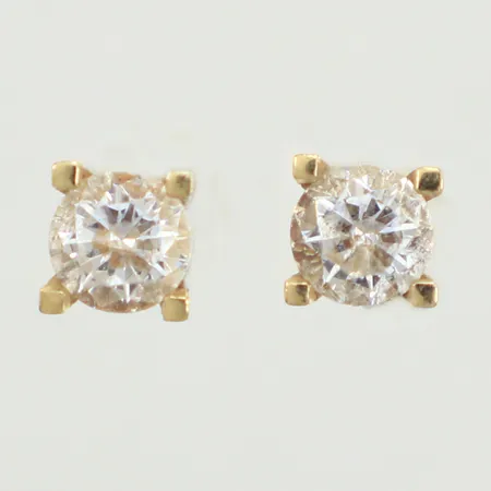 Ett par örhängen, vita stenar, Ø5,5mm, 14K Vikt: 1,3 g