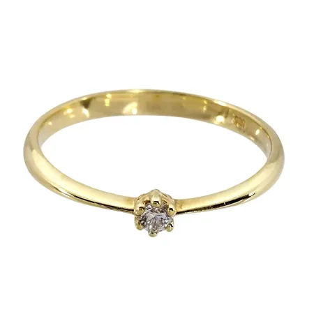 Diamantring, 14K guld, Diamant 0,04ct, Ø17¼ mm, skenans bredd 0,8-2,2 mm, fint skick Vikt: 1,4 g