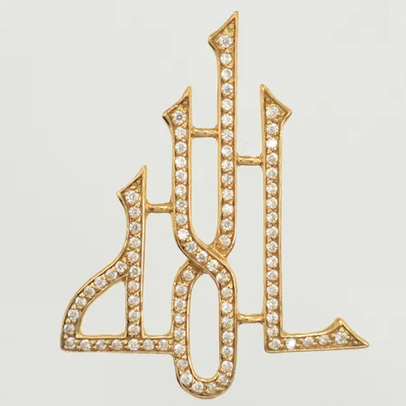 Hänge, vita stenar, längd 48mm, bredd 37mm, 18K  Vikt: 4,9 g