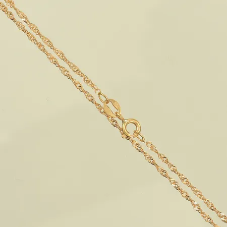 Halskedja, singapore, längd 46cm, bredd 2mm, 18K, 2,2g Vikt: 2,2 g