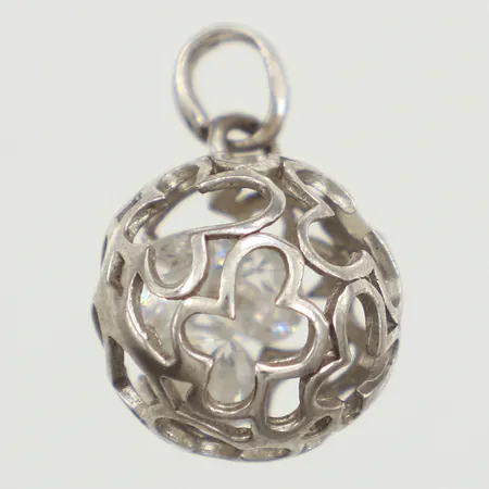 Hänge med vita stenar, Ø14mm, 925/1000 silver Vikt: 3 g