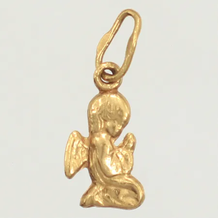 Hänge ängel, längd 14,5mm inklusive ögla, bredd 5,4mm, 18K  Vikt: 0,2 g