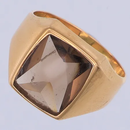 Klackring, brun sten, stl 19, Hedbergs år 1968, 18K Vikt: 6,7 g