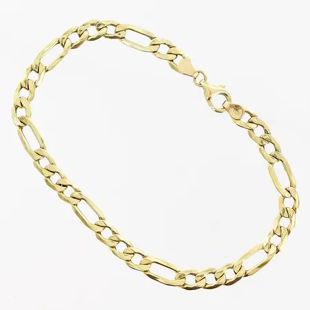 Armband Figaro, 21cm, bredd 5,5mm, bucklor, ihålig länk, 18K Vikt: 5,1 g