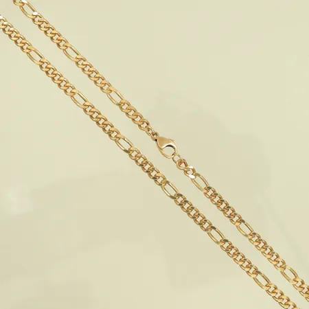 Halskedja, figaro, längd 48cm, bredd 4mm, 14K, 21,5g Vikt: 21,5 g