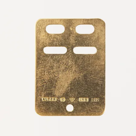 Hänge, id-bricka, 22x16mm, 1988, 18K Vikt: 1,7 g