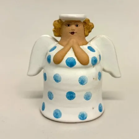 Figurin/ljushållare, Ljuvliga ängeln, Lisa Larson, höjd 12cm, glaserat stengods, K-Studion Gustavsberg, signerad i botten