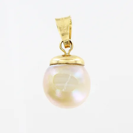 Hänge, pärla, 20mm, defekter på pärla, 18K, bruttovikt: 1,3gram Vikt: 1,3 g