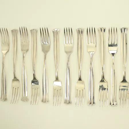Tolv förrättsgafflar modell "Birgitta", 15cm, MGAB (Markströms Guldsmeds Ab, Uppsala 1965) Silver 830/1000 Vikt: 321,9 g