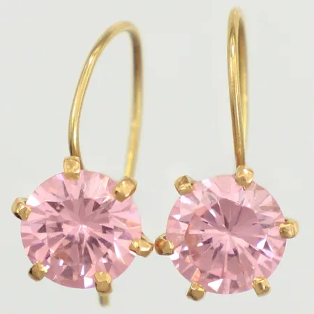 Ett par örhängen rosa stenar, längd 20mm, bredd 9,5mm, 18K  Vikt: 3,6 g