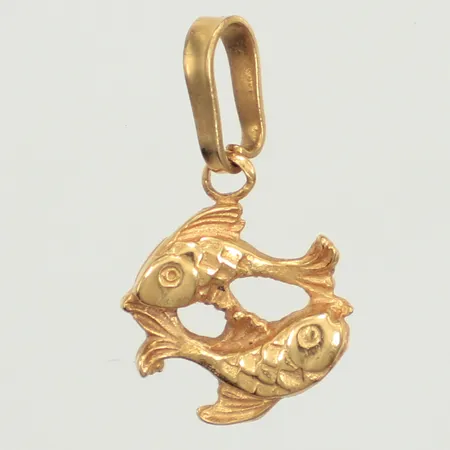 Hänge fiskar, längd 15mm, bredd 9,5mm, 18K  Vikt: 0,7 g