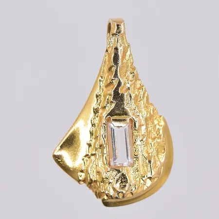 Hänge med vit sten, stl 24x16mm, 18K Vikt: 2,7 g