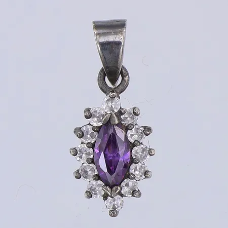 Hänge, vita & lila stenar, 21mm, 925/1000 silver Vikt: 2 g