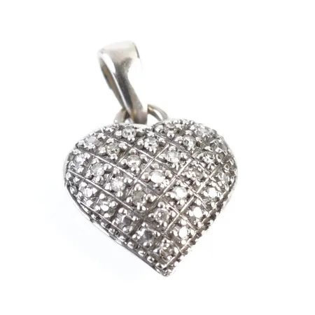 Hänge m vita stenar, vitguld, 15mm x 10mm, 14k Vikt: 1,2 g