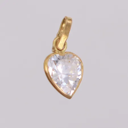Hänge, hjärta med vit sten, längd 12cm, liten ögla, 18K,  Vikt: 0,3 g