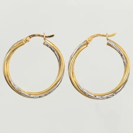 Ett par örhängen, Ø25mm, bredd 2,8mm, tvåfärgade, GHA, 18K  Vikt: 3,6 g