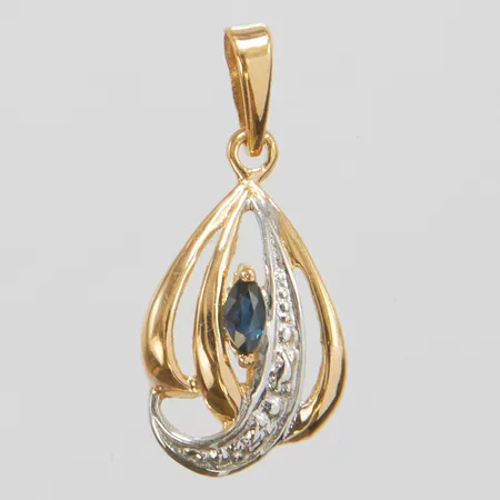 Häng, tvåfärgad, safir, längd ca 23mm inkl ögla, bredd 10mm, 18K Vikt: 1 g