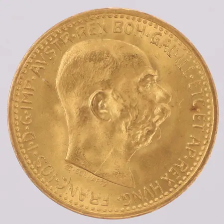 Mynt, Ø19,1mm, 10 Corona - Francis Joseph I Österrike Ungern, 1912, 21,6K Vikt: 3,3 g