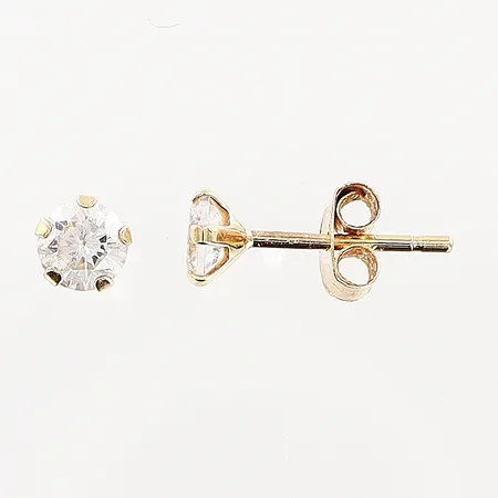 Ett par örhängen, vita stenar, Ø4mm, 18K Vikt: 0,6 g