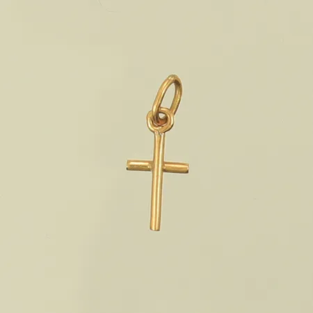 Hänge, kors, längd 16mm inkl ögla, bredd 7mm, 18K, 0,4g Vikt: 0,4 g