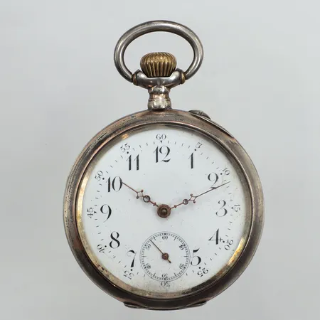 Fickur, boett i silver S800, manuell, 48mm, boettnr 60 8627, liten sekundvisare, skadad urtavla, smuts innanför plexiglas, Bruttovikt 82,1g