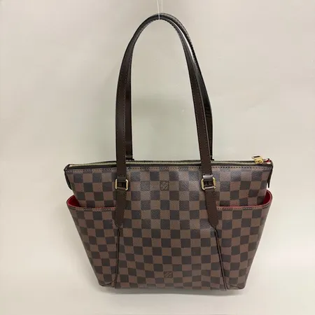 Väska, Louis Vuitton Totally PM, Damier-Ebene-canvas, bruna läderdetaljer, rött tygfoder, bredd 34cm, höjd 25 cm, djup 12cm, kod TJ2144, kvitto 2014, gott skick, dustbag