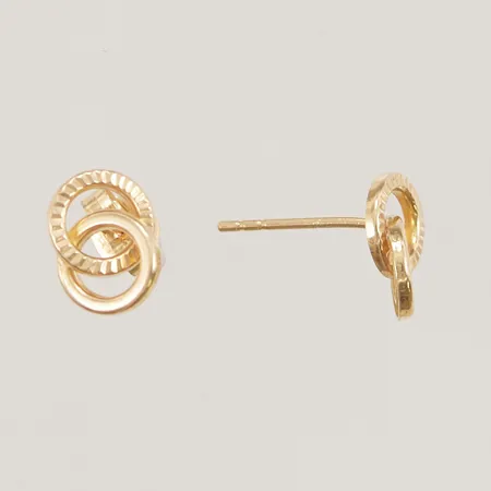 Örhängen, ett par, ett låsstopp saknas, bredd:8,2mm, 18K, 0,5g.