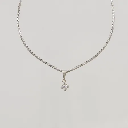 Kedja, Venezia, 42cm, bredd: 1,3mm,  med hänge med diamant ca 0,12ct, 18K 6,8g.