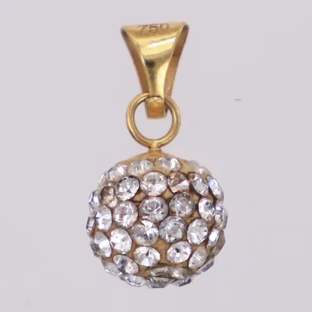 Hänge med vita stenar, längd 15,5mm, bredd 8,0mm, Guldfynd, 18K Vikt: 0,7 g