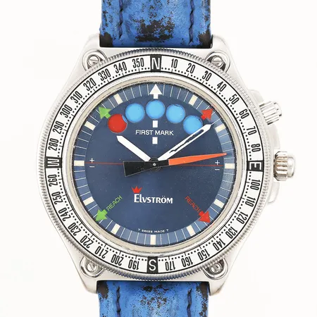 Herrur Lemania Regatta Elvström, First Mark, stål, automat, ref-nr:6348, Ø43mm, bruksskick, tidsenlig användning, kortare gångreserv, inga tillbehör.