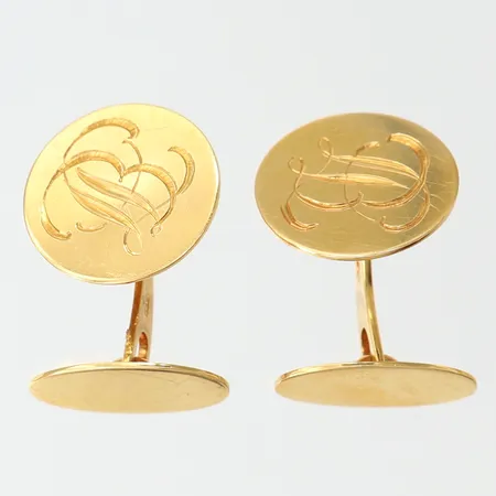 Ett par manschettknappar, monogram, längd 20mm, Ø15mm, repor, 18K Vikt: 5,7 g