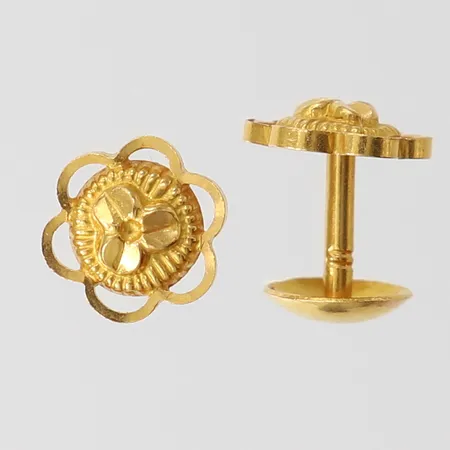 Ett par örhängen, Ø19mm, saknar snurrebuss, 22K.  Vikt: 1,4 g