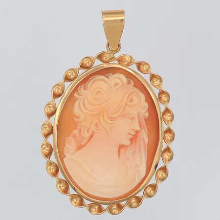 Hänge, camé, 45mm, Bergmans år 1977, 18K Vikt: 7,5 g