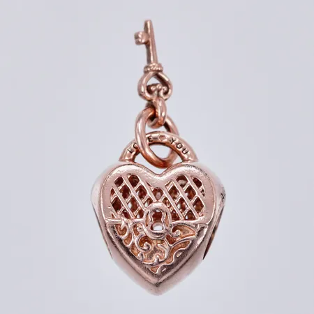 Berlock, Hjärta, Pandora, längd: ca 2,3cm, bredd: ca 6-10mm, förgylld metall  