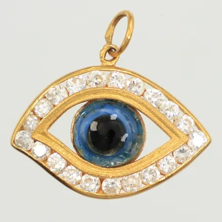 Hänge med stenar, längd 20mm inkl ögla, bredd 25mm, 18K  Vikt: 3,4 g