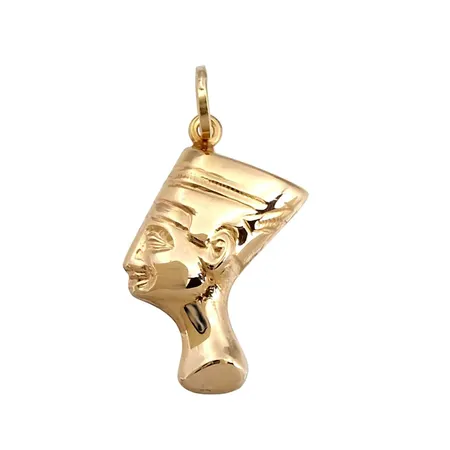 Hänge Nefertiti, 18K guld, längd inkl. ögla 21 mm, bredd 12 mm, fint skick Vikt: 0,7 g