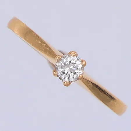 Ring, diamant ca 0,16ct TCr(I)VS enligt gravyr, stl 16¾, 18K Vikt: 1,6 g