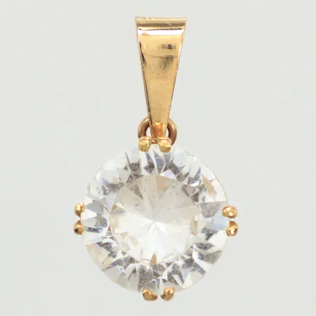 Hänge vit sten, Ø11mm, 18K  Vikt: 2 g